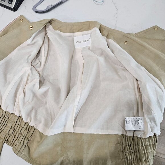 Sonia Bogner Beige Asymmetrical Zip Moto Jacket US 8 Medium EUC! - Picture 10 of 12
